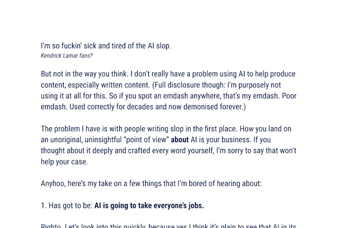 write like a human, for obvious reasons